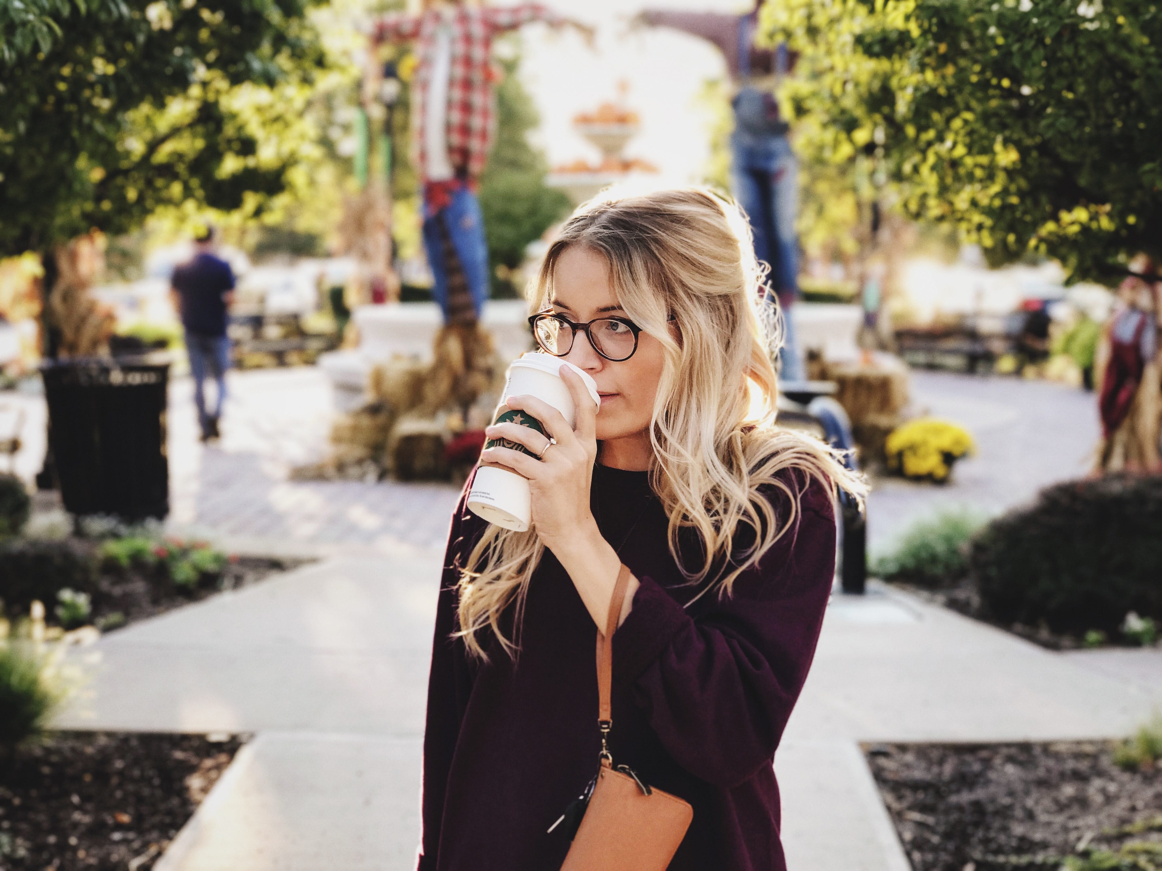 Woman drinking coffee. 